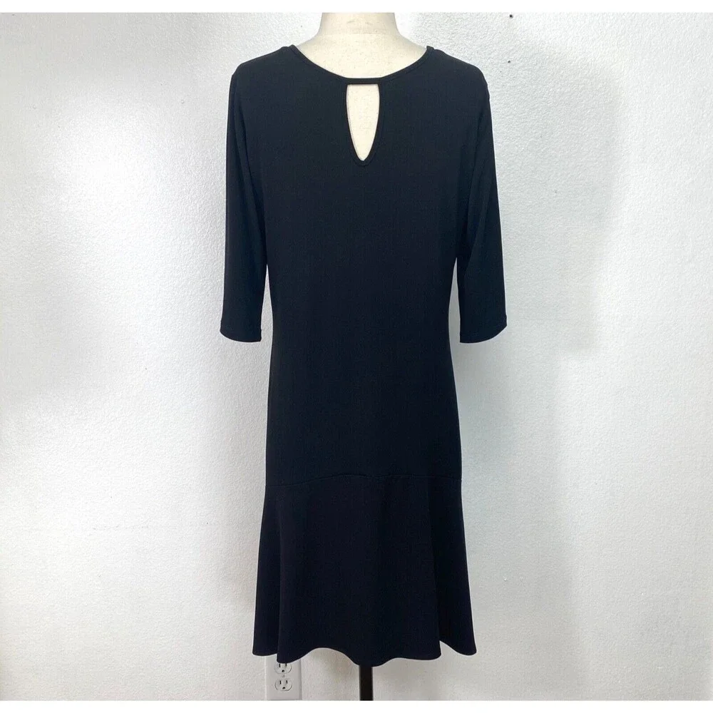 Clara SunWoo Woman Black Knit Dress Medium Scoop Neck Designer Career Travel USA